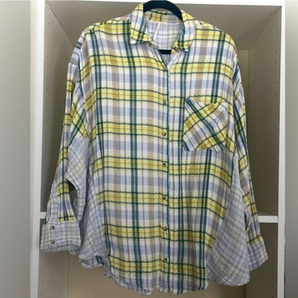 Free People One of The Guys Button-Down Oversized Top Shirt Size Small - Picture 2 of 9